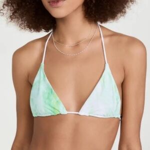 NWT Good American matte tiny ties green marble bikini top